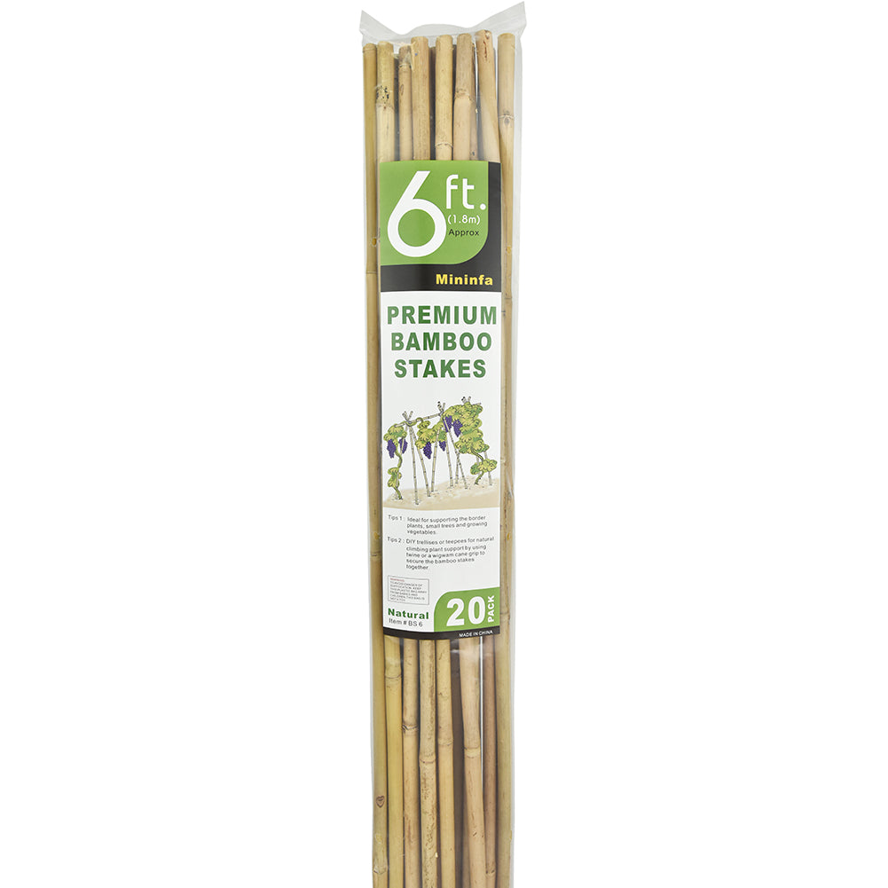 Mininfa Natural Bamboo Stakes 6 FT 20 Pack